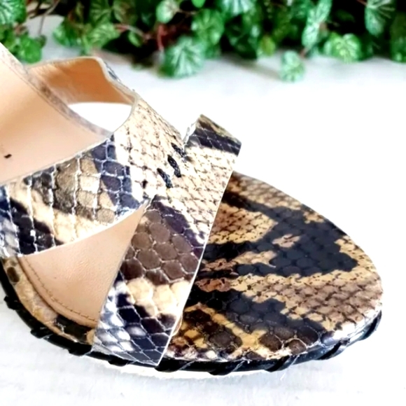 Via Spiga Crisscross Ankle Strap Leather Snake Embossed Jute Platform Sandal - Picture 10 of 16